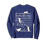 Cute Cat Kitty Playing Music Note Clef Musician Art Sweatshirt