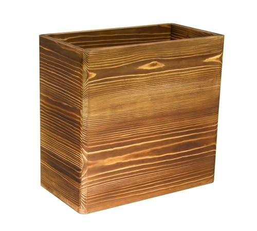 Poubelle de bureau rectangulaire en bois brûlé rustique Owlgift