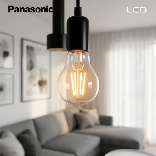 Image of Panasonic Filahazel 8W A60 LED Filament Bulb, Decorative LED Bulb for Home & Office Decoration, Classic Vintage Tinted Glass Filament Bulb comes with In-Built Surge Protection, E27, 2700K (Warm White)