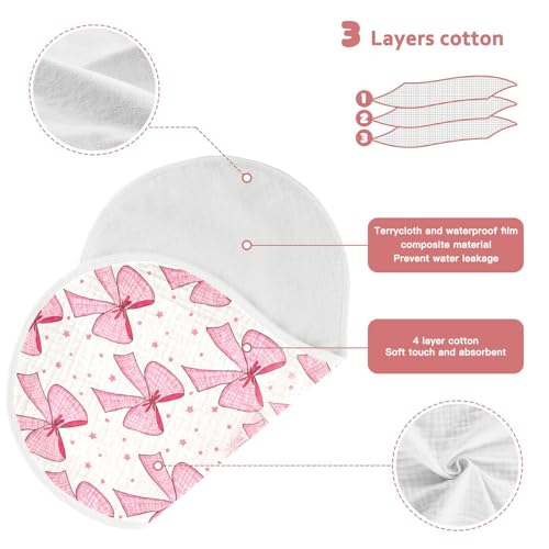 Muslin Baby Burp Cloths, Pink Checkered Bows Cotton Soft Burp Cloths for Newborns​​, Extra Absorbent Burp Cloths 2-Pack​​, 22 x 11 Inch4