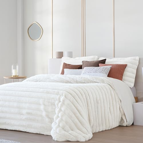 Fundeco   Edredón Conforter Sherpa   Colcha de Invierno Modelo Cedric   Color Blanco   Cama 150   Incluye 2 Fundas Cojín 50 x 70 cm