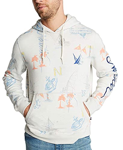 Nautica Men's Blue Sail Classic-Fit Limited-Edition Printed Logo Hoodie, X-Large, Frost Heather - Main Image