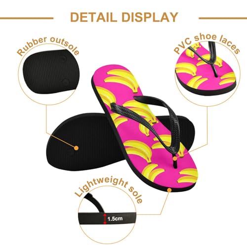 Banana Fruit Pink Flip Flops for Beach Thong Sandals Anti-slip Lightweight Shower Shoes for Summer Outdoor Travel3