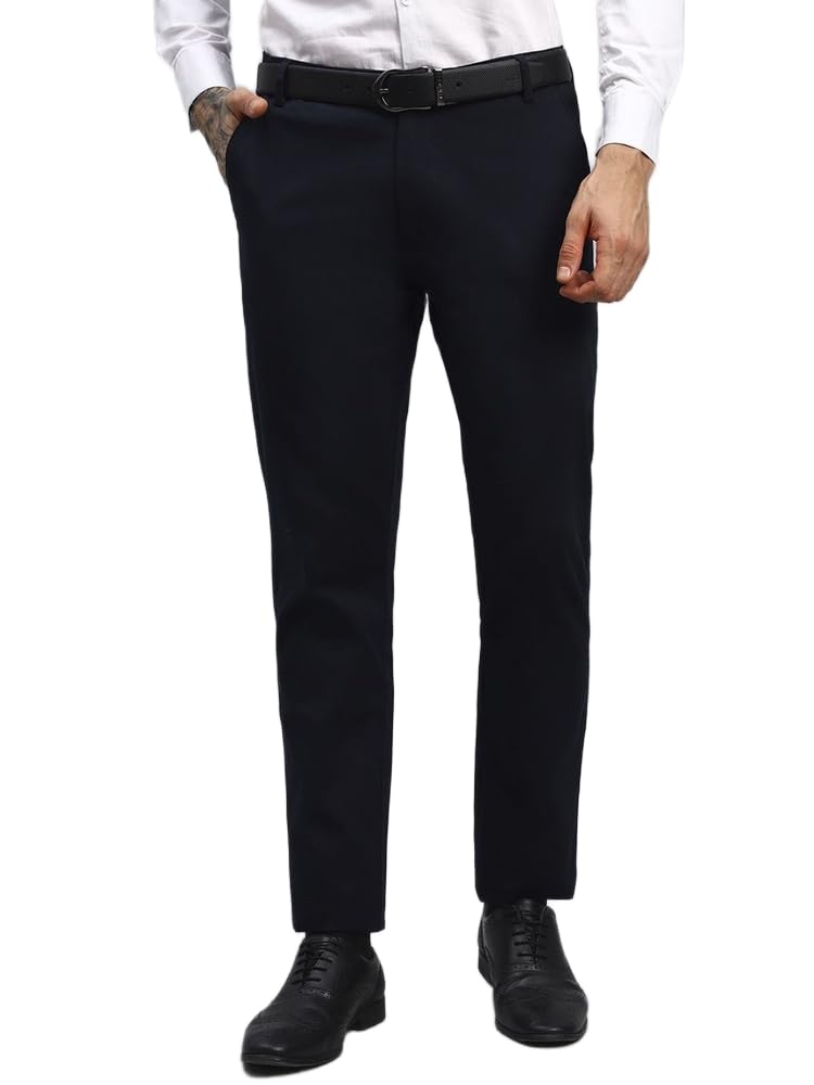 Men's Trouser Navy Blue Mid-Rise Satin Regular Fit-image-16