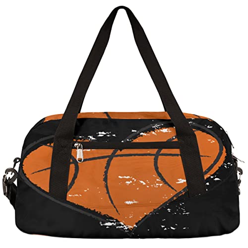 Heart Shape Basketball Sports Pattern Gym Duffle Bag for Kids,Sports Bag for Teens Boys & Girls Small Waterproof Overnight Weekender Carry School Practice Travel Bag by AUUXVA - Used condition - US$21.19