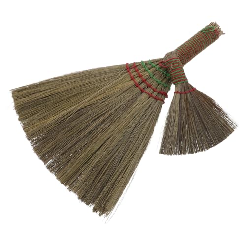 VILLFUL 2pcs Natural Vietnamese Straw Brooms Handheld Soft Bristle Dust Sweepers for Indoor Outdoor Use Lightweight Garden and Car Cleaning Floors Driveways Sidewalks