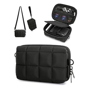 BAGSMART Digital Camera Case, Protective Puffy Camera Case with 2 Carrying Ways, Lightweight & Waterproof Small Camera Bag for Canon PowerShot/Sony DSCW800/DSCW830/GoPro – Black