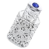 LOORGVEL Botella de Perfume Vacía Vintage de 3 Ml, Frasco Decorativo Metálico Plateado Diseño Calado para Aceites Esenciales y Perfume de Oriente Medio, Adecuado para Decoración y Obsequio
