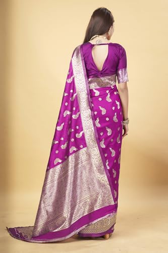 Image of Shasmi Women's Banarasi Saree Pure Kanjivaram Silk Saree Soft new ladies 2025 Design Wear Pattu Sarees Party Sari collections With Blouse Piece for Wedding sadi (PARI-188)