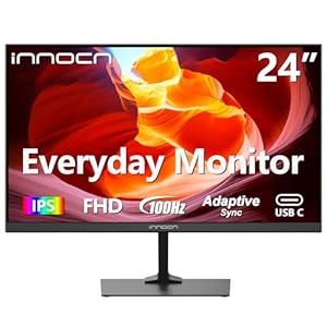 INNOCN 24 Inch 1920 x 1080p 100Hz IPS PC Monitor, USB Type C, HDMI, DisplayPort Connectivity, FHD Computer Monitor Eye Care, VESA Mountable, Thin Daily Home and Office Monitor – Black