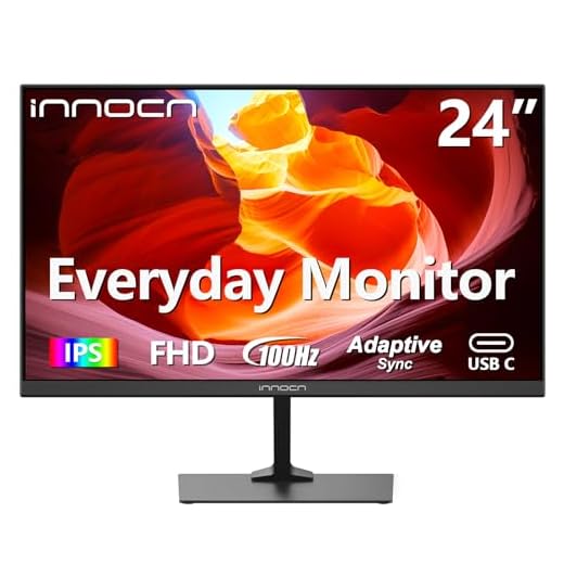 INNOCN 24 Inch 1920 x 1080p 100Hz IPS PC Monitor, USB Type C, HDMI, DisplayPort Connectivity, FHD Computer Monitor Eye Care, VESA Mountable, Thin Daily Home and Office Monitor - Black