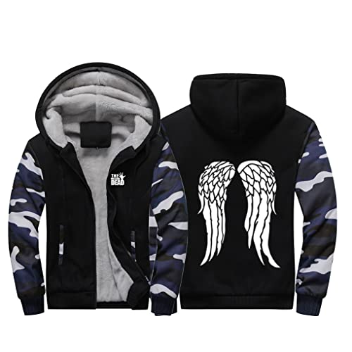 Chaqueta de sudor para hombre con capucha y cremallera - The Walking Dead Wings Sherpa con capucha y chaqueta de forro polar cálida, g, XXXXXL Cover
