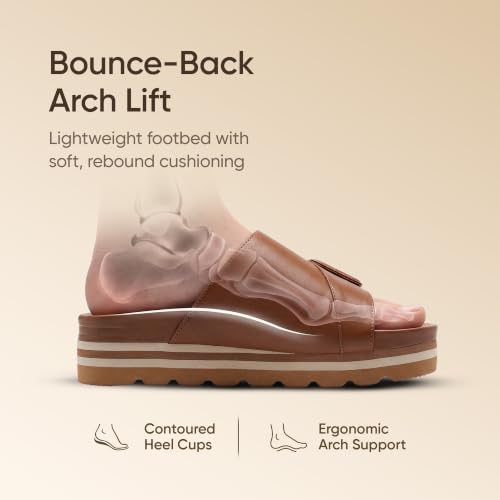 Image of Frido Women's Arch Support Wedge Sandals, Orthopedic Cushioned Platform Heels with Anti-Slip Sole, Comfortable Slip-On Footwear for Office, Travel, Daily Wear & Long Standing | Available in 3 Style- Buckle Strap, Velcro Strap & Classic Styles