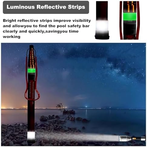 16ft Portable Fiberglass Pool Rescue Pole with Stainless Steel Hook - Essential Lifesaving Tool for Beaches, Lakes, & Boats to Rescue Swimmers & Retrieve Floating Objects