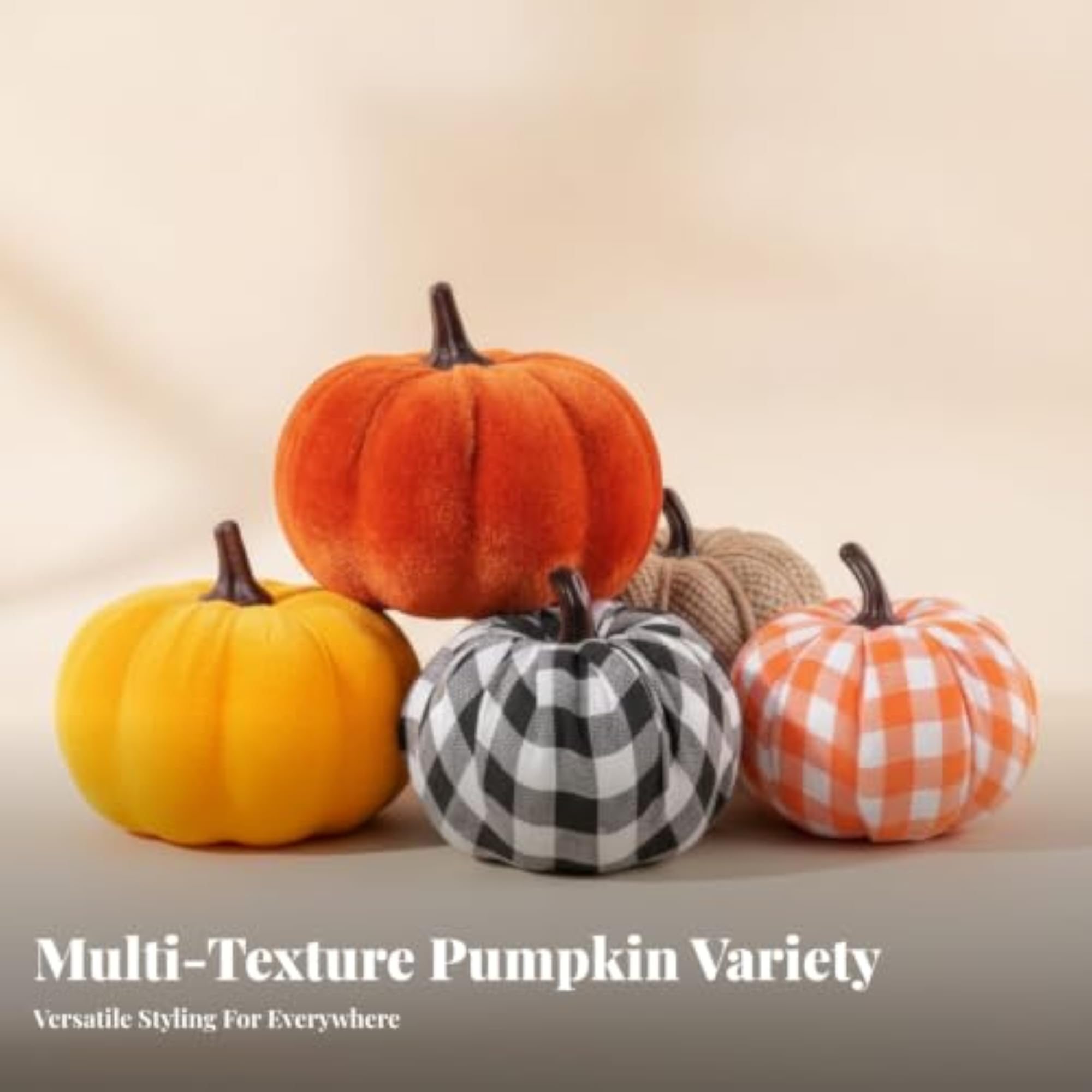 5 Pieces Textured Rustic Pumpkin Ornaments