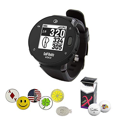 GolfBuddy Voice X GPS/Rangefinder Watch Bundle with 5 Ball Markers, 1 Magnetic Hat