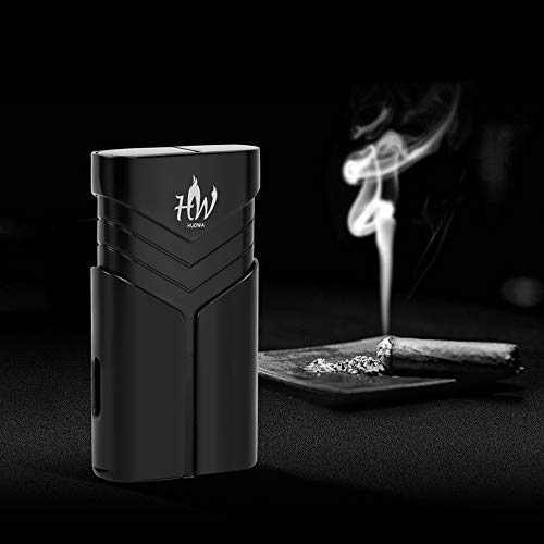 HUOWA Double Jet Torch Lighter with Cigar Punch Cutter Tool and Gas Window, Unique Turbo Quadruple Red Flame Butane Refillable Gadgets for Men Gift Ideas - Thumbnail 3