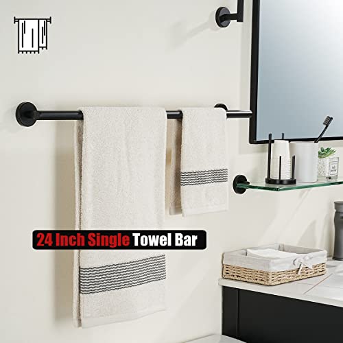 Barre porte-serviettes murale noir mat en acier inoxydable de 61 cm - 6