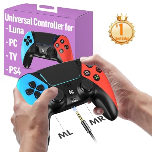 Image of Enstixsm Upgraded for Luna Controller with Back Paddles,Turbo,Wireless Fire TV Game Controllers for PC,GeForce NOW,Firestick,Replacement for Luna Gamepad with ALPS Joystick,No Drift Stick, Blue and Red (Blue and Red)