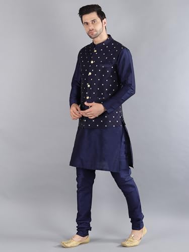 Image of Uri and MacKenzie Men's Silk Blend Kurta Pajama with Designer Ethnic Nehru Jacket /Modi Jacket