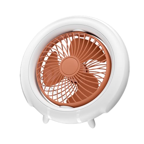 HOOLRZI Ventilador de escritorio USB silencioso con 3 velocidades recargables, ventilador de refrigeración con luz LED para camping dormitorio