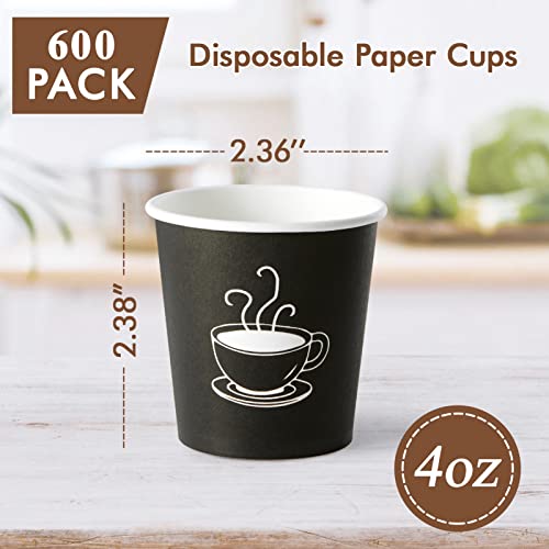 Tv Topvalue 600 Pack 4 Oz Paper Cups, Small Disposable Coffee Cups, Black Espresso Cups, Hot/Cold Drinking Cups For Party, Picnic, Travel And Events #TOP1
