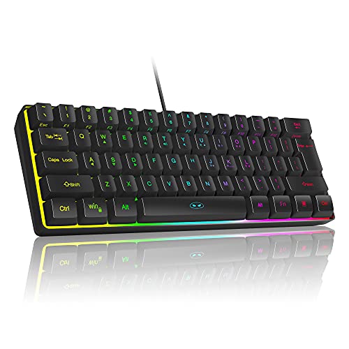 Mini 60% Gaming Keyboard, RGB Backlit 61 Key Ultra-Compact Keyboard, MageGee TS91 Ergonomic Waterproof Mechanical Feeling Office Computer Keyboard for PC, MAC, PS4, Xbox ONE Gamer(Black)