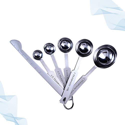 Cabilock 2 conjuntos de xícaras de medição e colher de medição de aço inoxidável, colheres de temper