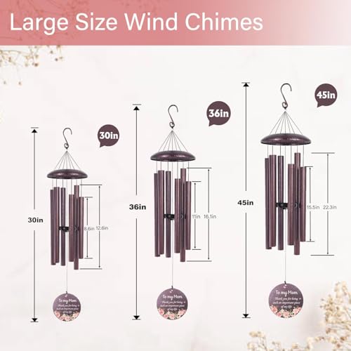 Image of Mom Gifts Custom Wind Chime, for Mother Form Kids, Love Mom Birthday Gifts for Mommy from Daughter, Outside Windchimes