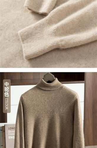 Mens 100% Cashmere Semi Turtleneck Knitted Pullover Solid Color Basic Sweater Long Sleeves Sweater2