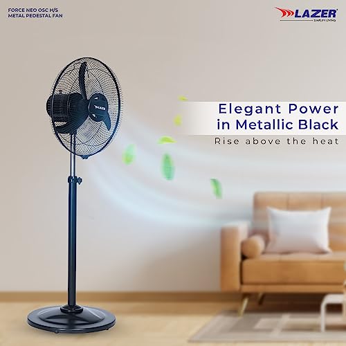 Image of Lazer Force High Speed 400mm Farrata Pedestal Fan Black (Mettallic Black)