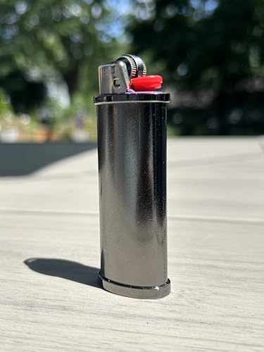 Blank Metal Lighter Case Customizable Reusable Lighter case for Regular Bic J6 lighters - 10 Pack (Black Chrome) - Thumbnail 2