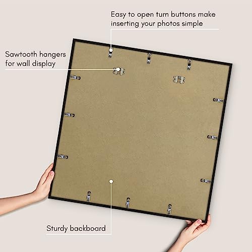 Americanflat 30x30 Picture Frame with Polished Plexiglass - Streamline Collection - Thin Border Square Frame for Wall Display - Hanging Hardware Included - Black