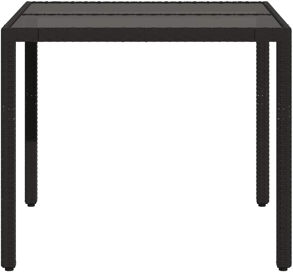 Modern Black Garden Coffee Table Set of 4 with Synthetic Poly Rattan Frame, Powder-Coated Steel, 35.4 x 35.4 in Square Top, Ideal for Patio, Balcony, Outdoor Furniture and Entertaining