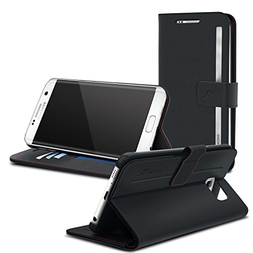 Galaxy S7 Edge Case, Samsung Galaxy S7 Edge Wallet Case, rooCASE Prestige Detachable Leather PU Flip Wallet Case Folio Stand Cover, Detachable Lightwight Shell, Black (NOT Compatible with Galaxy S7)