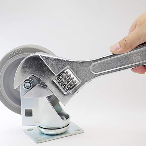 Image of Dr.Luck 15 Inch Sliver Adjustable Wrench, Drop Forged Steel Heat Treated Chrome-plated, Garage DIY Tool