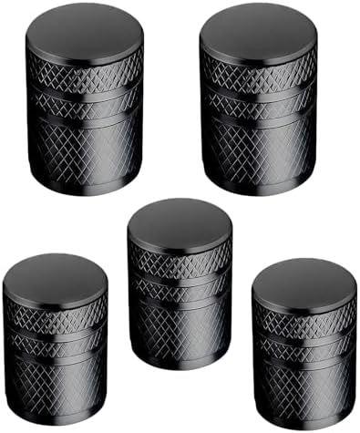 MTABCTY 5 PCS Tire Valve Stem Caps - Anodized Aluminum Tire Valve Caps, Corrosion Resistant Universal Stem Covers for Cars Trucks Motorcycles SUVs Bikes (Black)