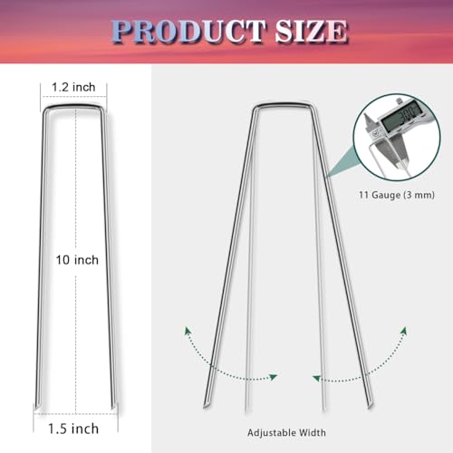 Gtongoko 120 Pack Landscape Staples 10 Inch, 11 Gauge Heavy Duty Galvanized Sod Staples for Artificial Turf, Erosion Control, Weed Barrier Fabric, Ground Cover and Landscaping by Gtongoko - Used condition - Image 2