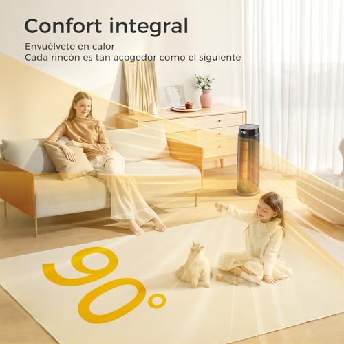 Aroeve Calefactor Bajo Consumo, Calefactor Electrico Cerámico PTC 2000W 4 Modos Incluye ECO, Oscilación 90°, Temporizador 24h con Control Remoto, Protección Contra Sobrecalentamiento y Vuelco, Hogar - imagen 4