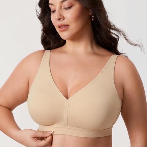 Image of AISILIN Women's Plus Size Unlined Wireless Bra | Soft Smooth Fabric, Unlined, Added Sling, U Back, Full Coverage, Comfort Support, For daily wear, sleep