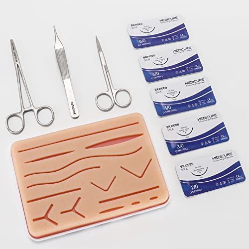 image for Medicure Instruments Suture Practice Kit-Training Pad, Tools + Filamen