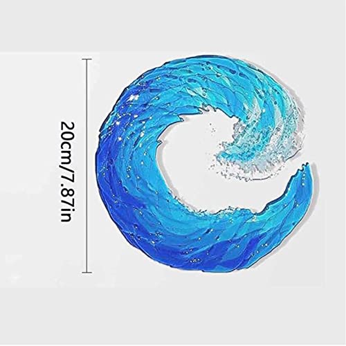 Ocean Wave Fused Glass Sculpture, Ocean Waves Shape Art Crafts For Home Desktop Decor, Ocean Wave Ornament (20Cm) #TOP1