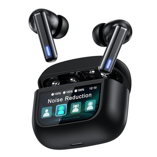 Wireless Earbuds Bluetooth Headphones, Ear Buds with Touch Screen, ANC ENC Noise Cancelling Transparency Mode, 40H Stereo Deep Bass, IPX7 Waterproof, Clear Calls, 5 EQ for iOS Android, Deep Black