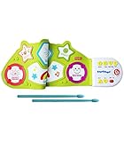Fisher-Price BendyBand Roll-Up Drum Set, Electric Drums for Kids, Drum Mat, Drumsticks, 6 Percussion Instrument Sounds, Follow-Me Music Mode, Musical Toys for Toddlers, Ages 3+