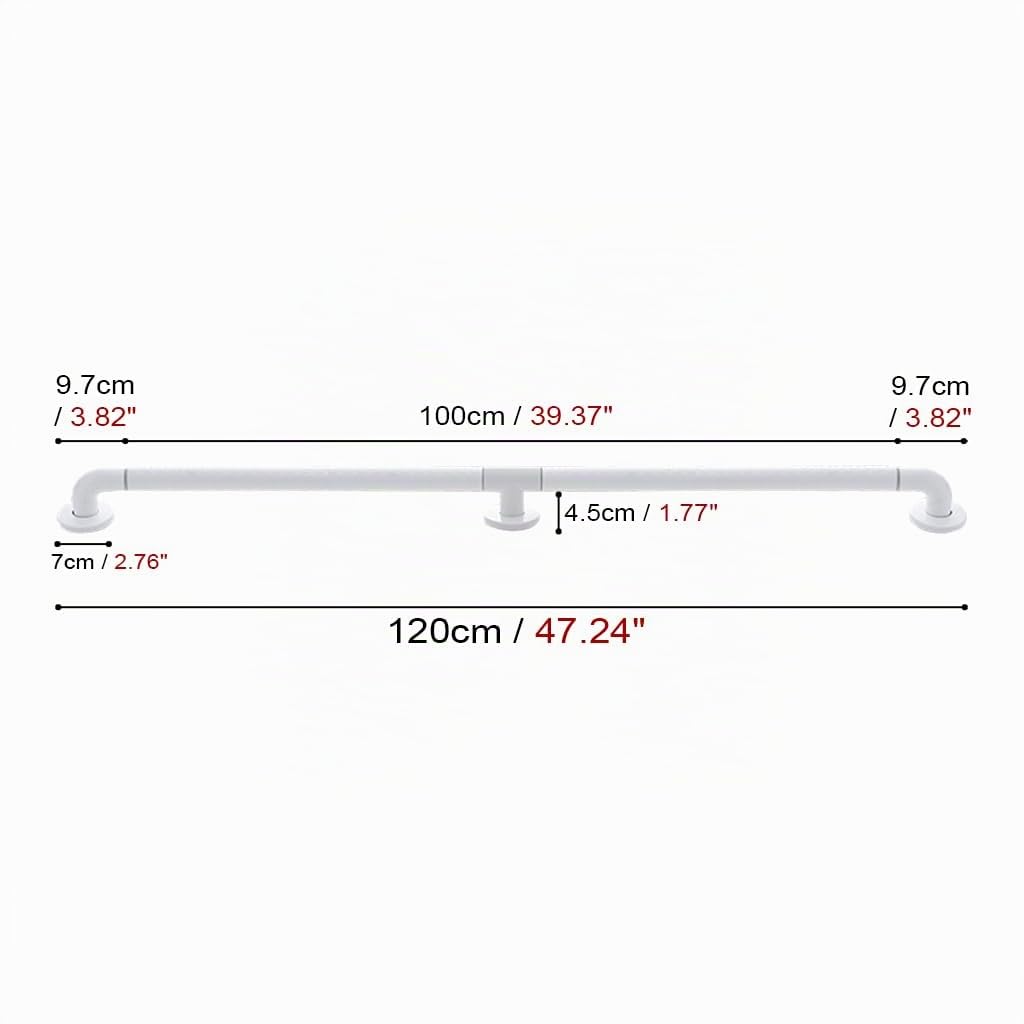 Barres D'appui en Acier Inoxydable pour Salle de Bain,Main Courante de Sécurité Antidérapante en Nylon,Dispositif D'aide Aux Personnes âgées Dans La Baignoire,Rail Robuste(Size:120cm,Color:Blanc)