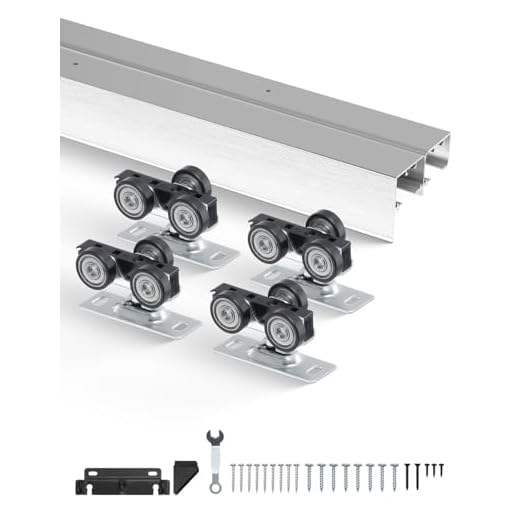 VEVOR Schiebetür-Beschlagschienensatz Schiebetürsystem 1524 mm, Doppelschienen Schiebetürsystem aus Aluminiumlegierung, passende Türbreite 775 mm x 2, Schiebetürbeschlag 68 kg belastbar