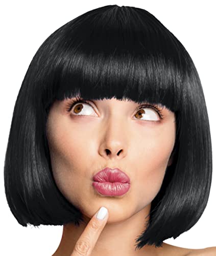 Bob Perücke Wig Cabaret Pagenkopf Pagen Charleston Perücken für Karneval / Fasching & Motto Party - 13 FARBEN (Black.) Cover