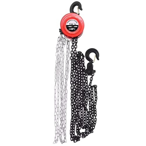 Yasta Paranco a Catena Manuale 1 Ton 1000 kg Sollevatore Professionale con Gancio Altezza Sollevamento 3 Metri per Officina, Magazzino e Cantiere