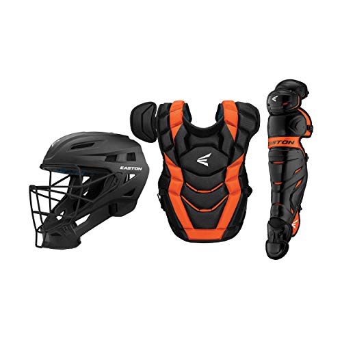 Easton Elite X Baseball Catchers Equipment Box Set | Adult | Black/Orange |