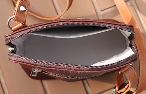 Bolsa Feminina Transversal Pequena Couro Legítimo (Marrom)